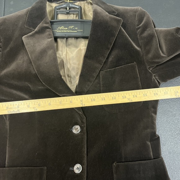 Vtg Velvet Chocolate Brown Tailored Blazer S Womens Dark Academia Old Money Lux - Picture 4 of 7